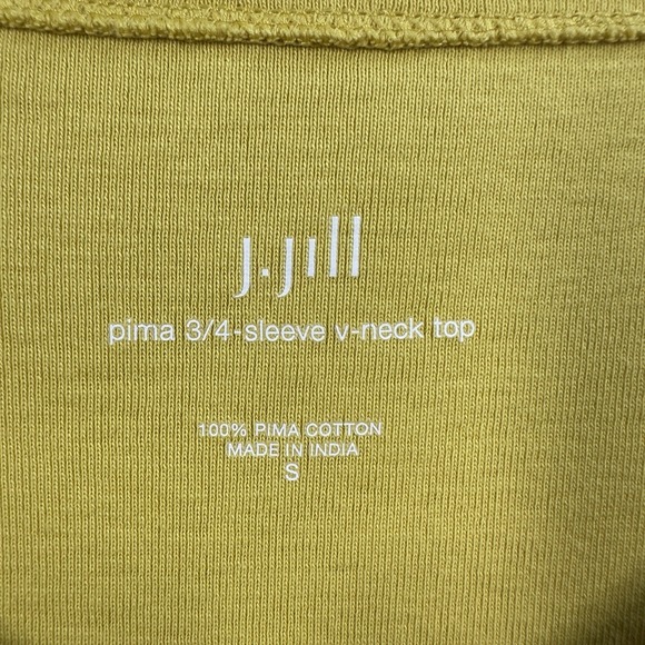 J Jill Pima 3/4 Sleeve V-Neck Top Women's Size‎ S Mustard Yellow - Picture 2 of 8